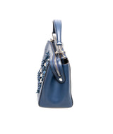 Fendi Fendi Navy Floral Detail Leather Dotcom Bag   - AGL1365