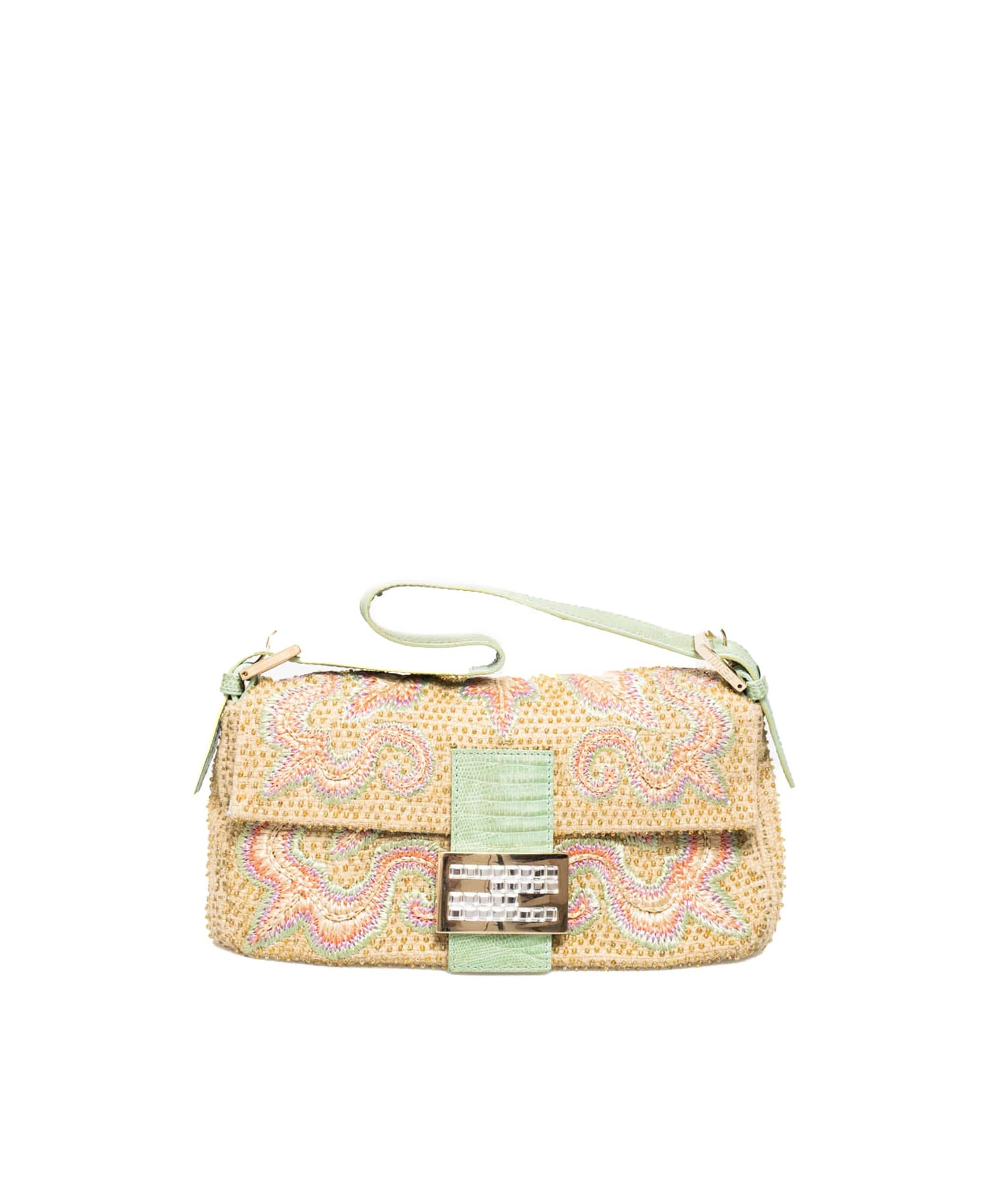 Fendi Fendi Paisley Embroidered Baguette Bag with Crystal FF Hardware - AWL1775