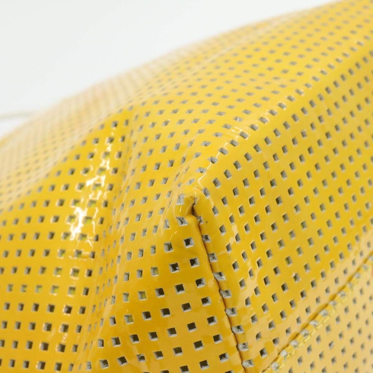 Fendi FENDI Patent Yellow Perforated Small Tote Bag MW2326