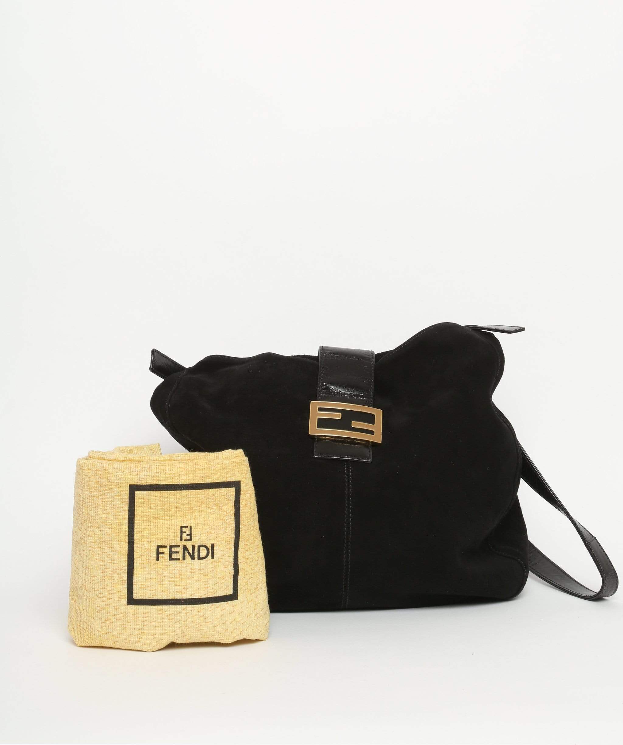 Fendi FENDI Suède Mamma Baguette Shoulder Bag Black