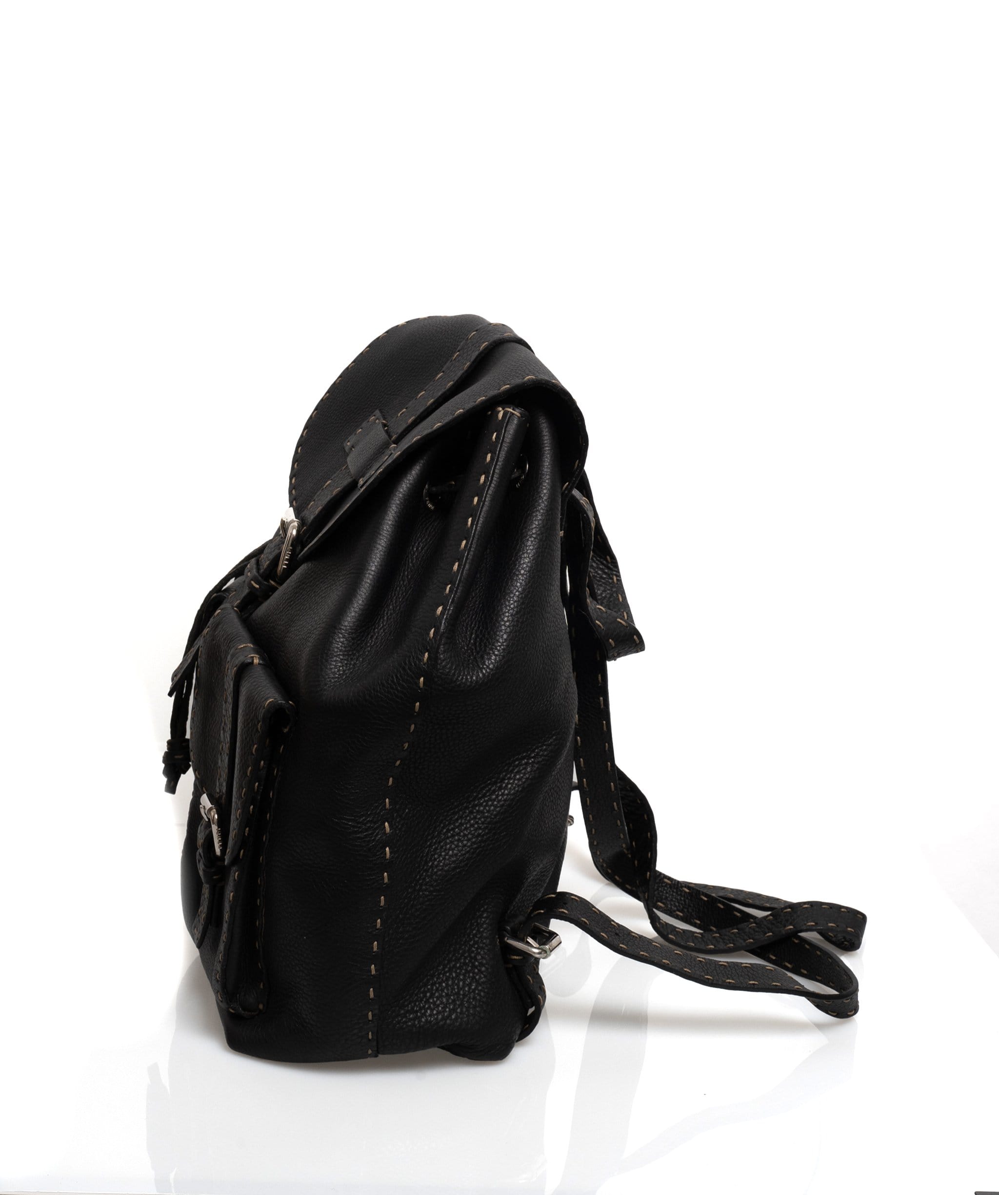 Fendi Fendi Vintage Black Leather Backpack AGL1051