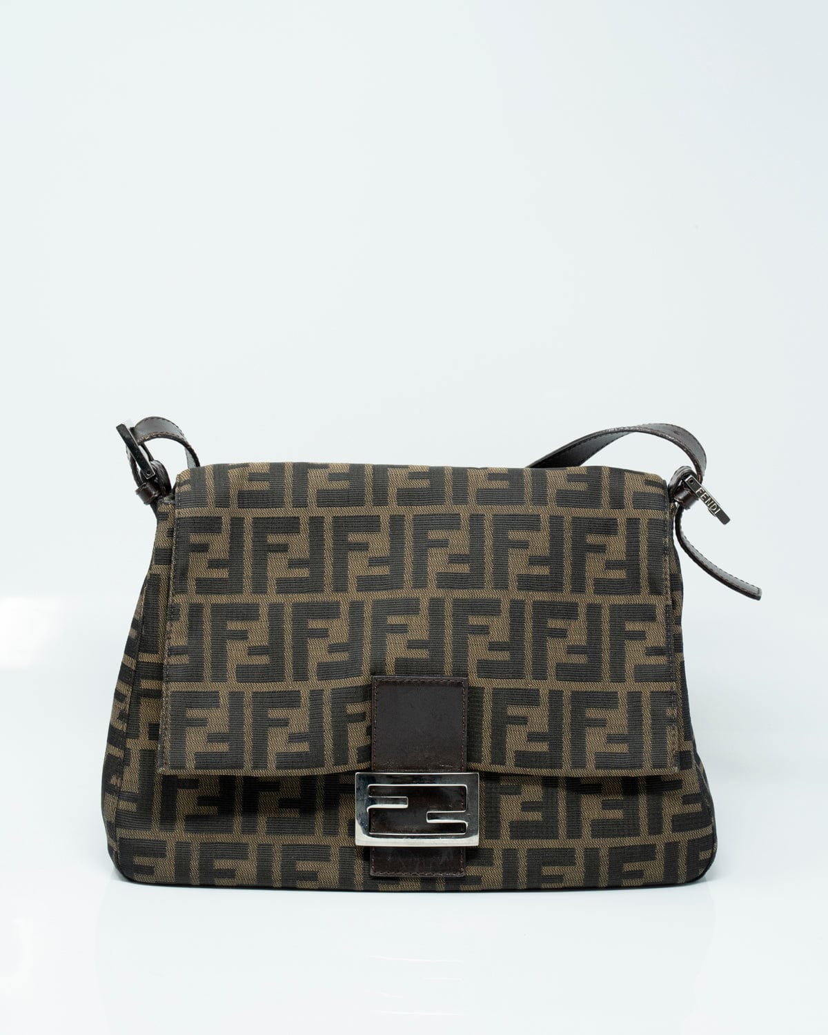 Fendi Fendi Zucca Brown Canvas Mamma Baguette Shoulder Bag - ARL1015