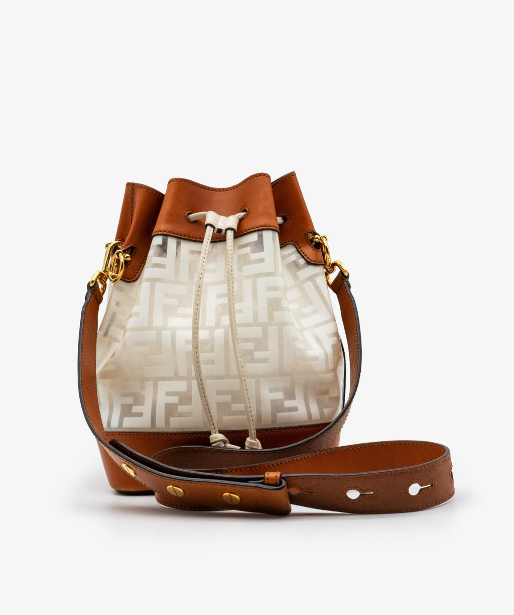 Fendi White Zucca PVC and Leather Mini Mon Tresor Drawstring