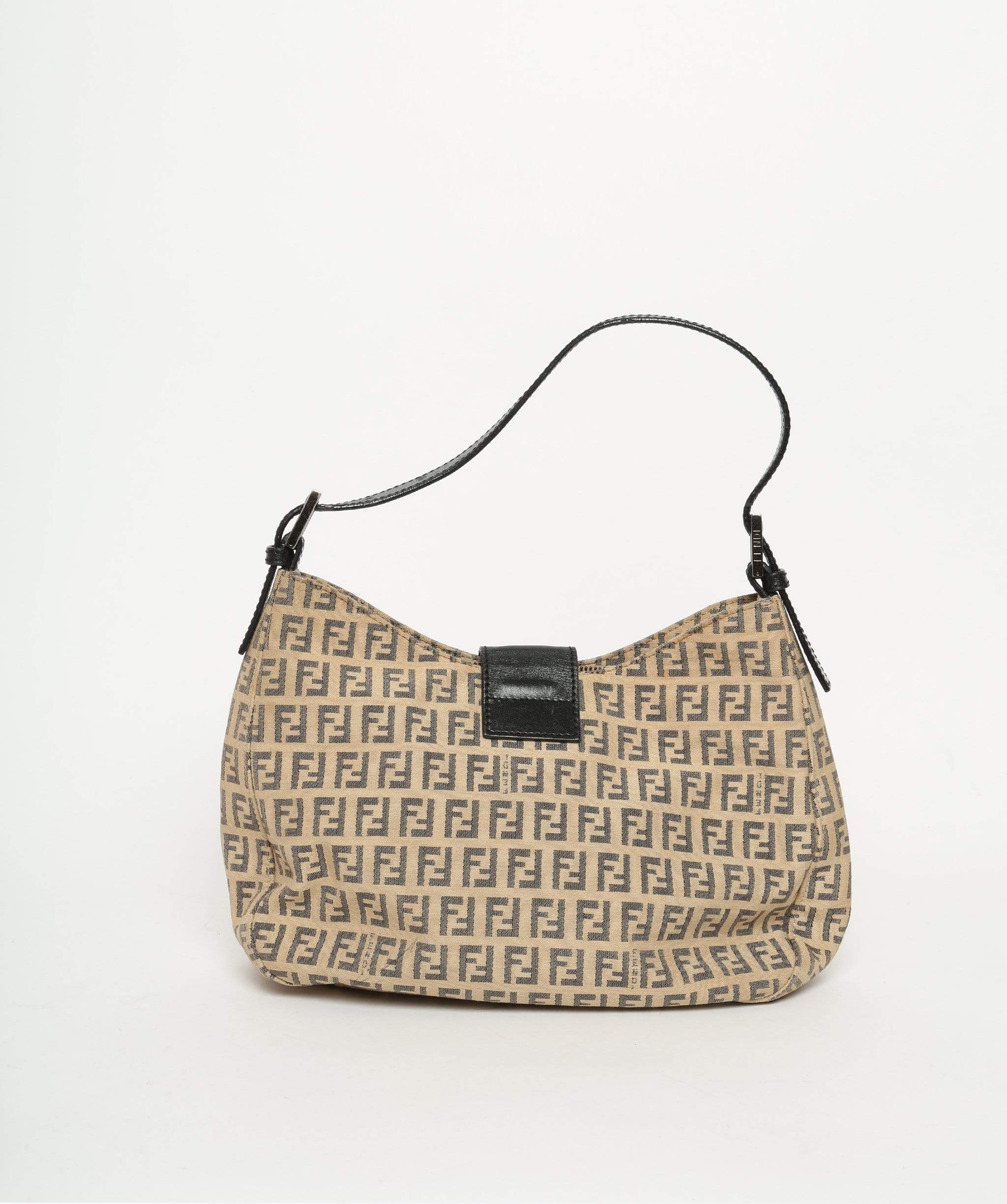 Fendi FENDI Zucchino Canvas Mamma Baguette Shoulder Bag Beige