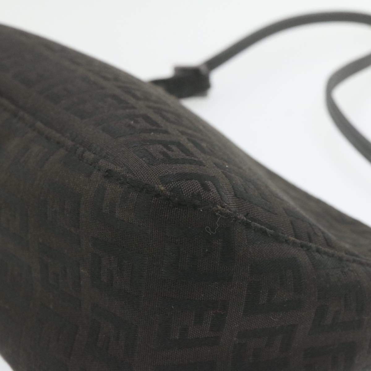 Fendi FENDI Zucchino Canvas Shoulder Bag Dark Brown Auth fm250 MW2745