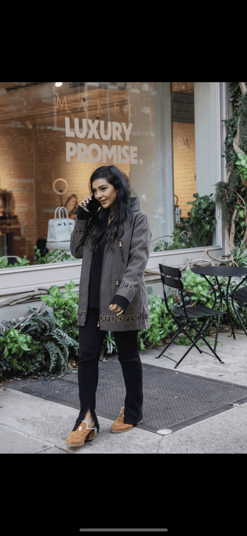 Fendi Logo Line Coat Khaki ASL5956 LuxuryPromise