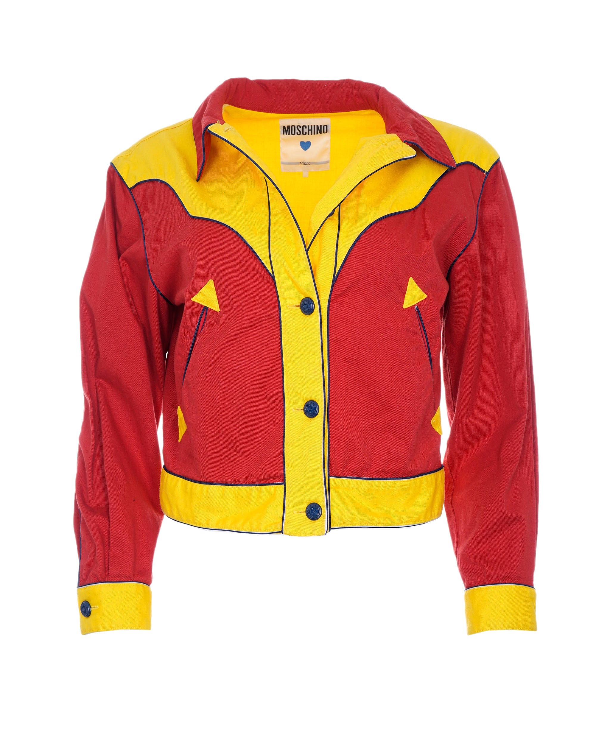 Fendi Moschino Red/Yellow Denim Canvas Vintage Jacket ASL4448