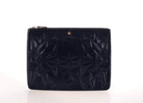 Givenchy Givenchy Dark Blue Embossed Leather Zip Clutch Bag - RCL1147