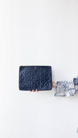 Givenchy Givenchy Dark Blue Embossed Leather Zip Clutch Bag - RCL1147