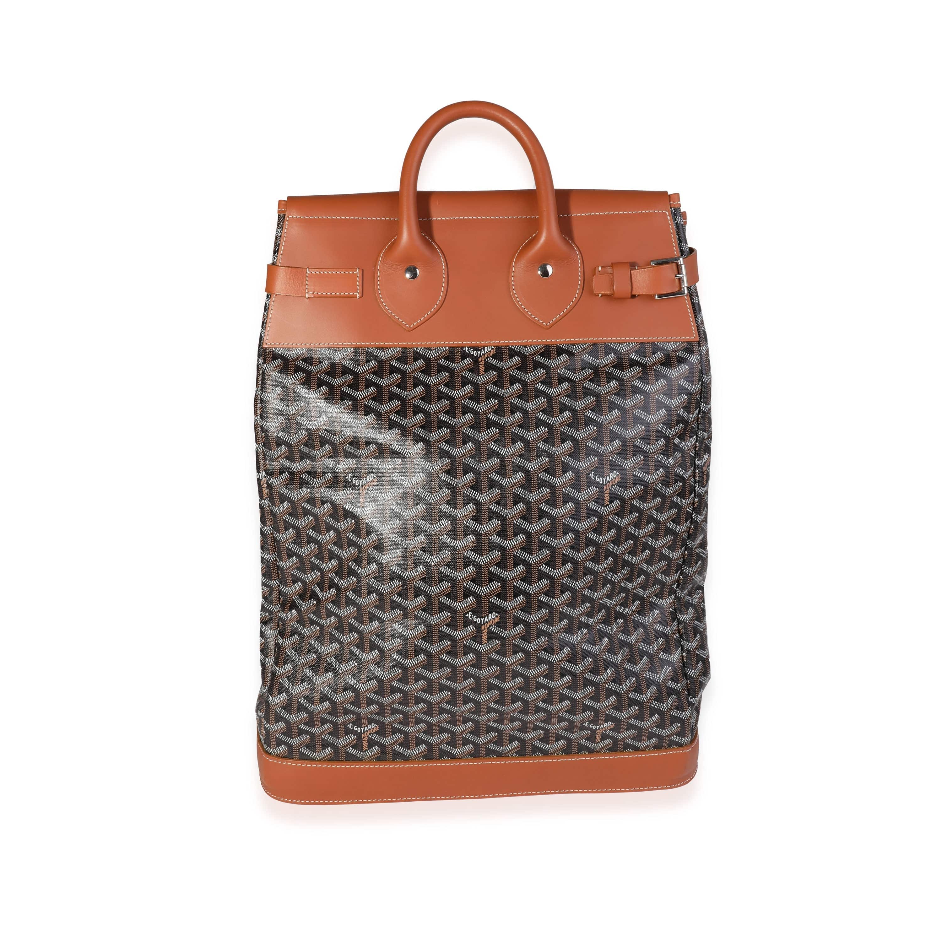 Goyard Goyard Black Goyardine & Brown Leather Steamer Bag