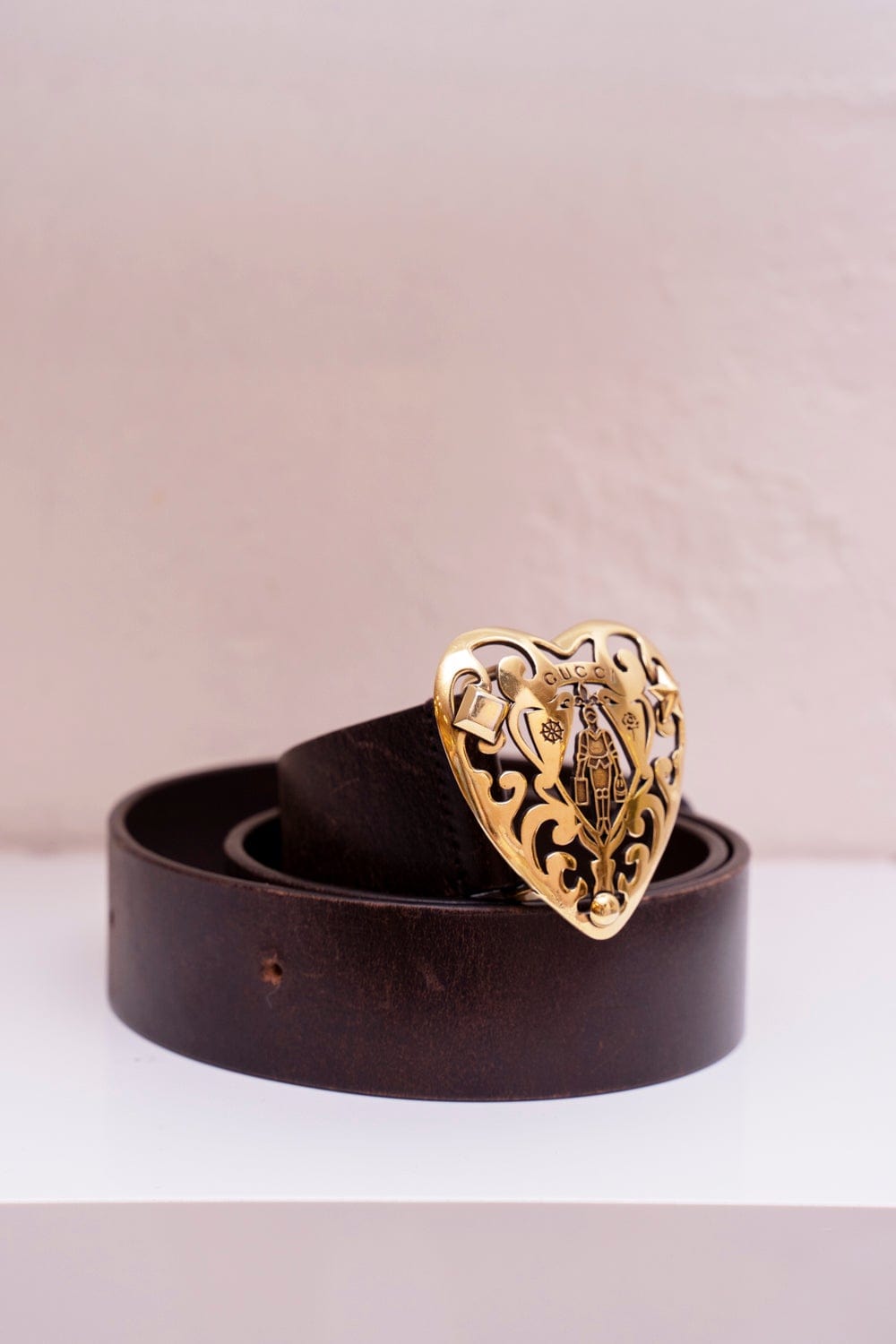 Gucci Gucci Brown Leather Loveheart Belt GHW - AGL1605