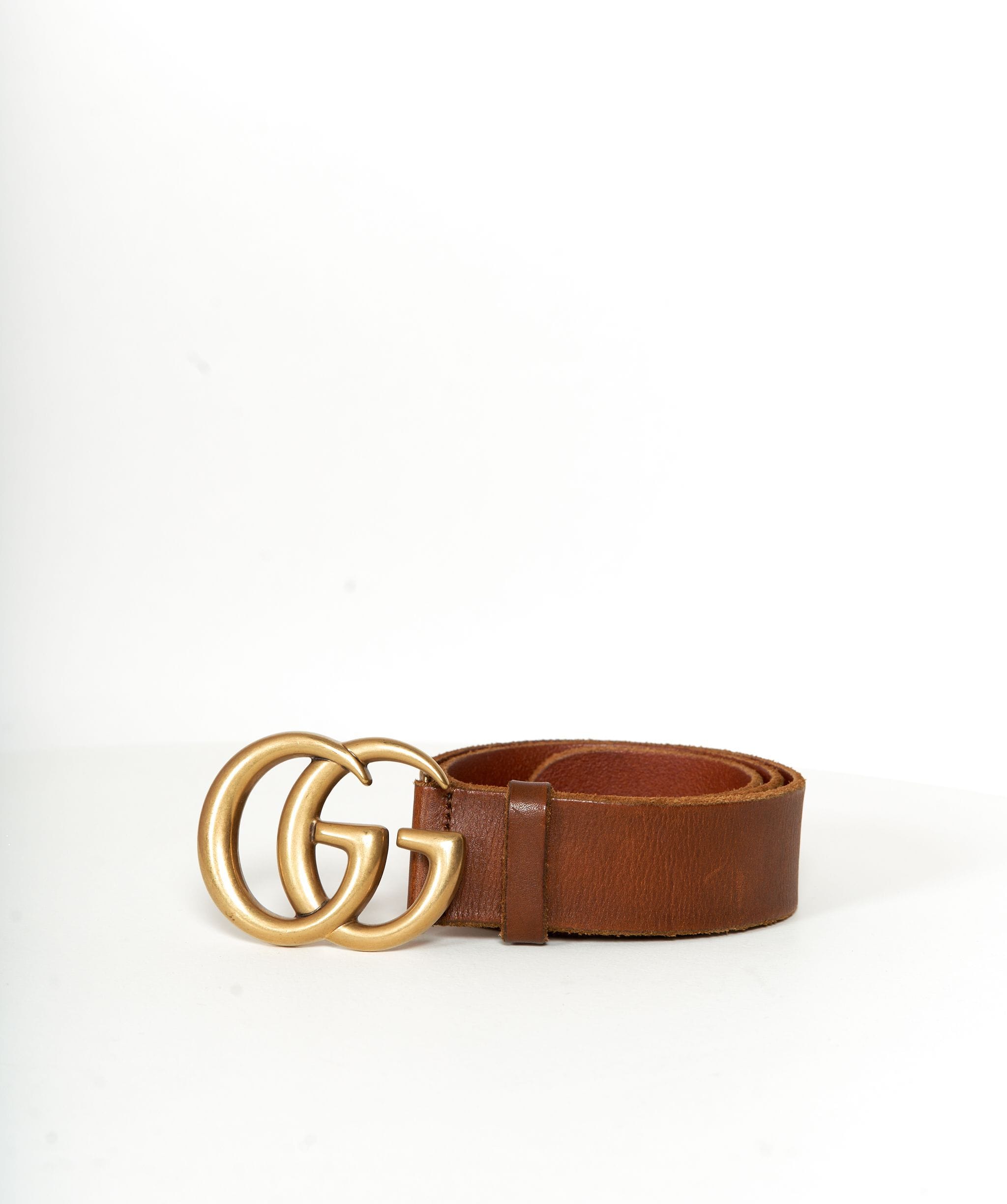 Gucci Gucci GG Brown Leather Belt GHW