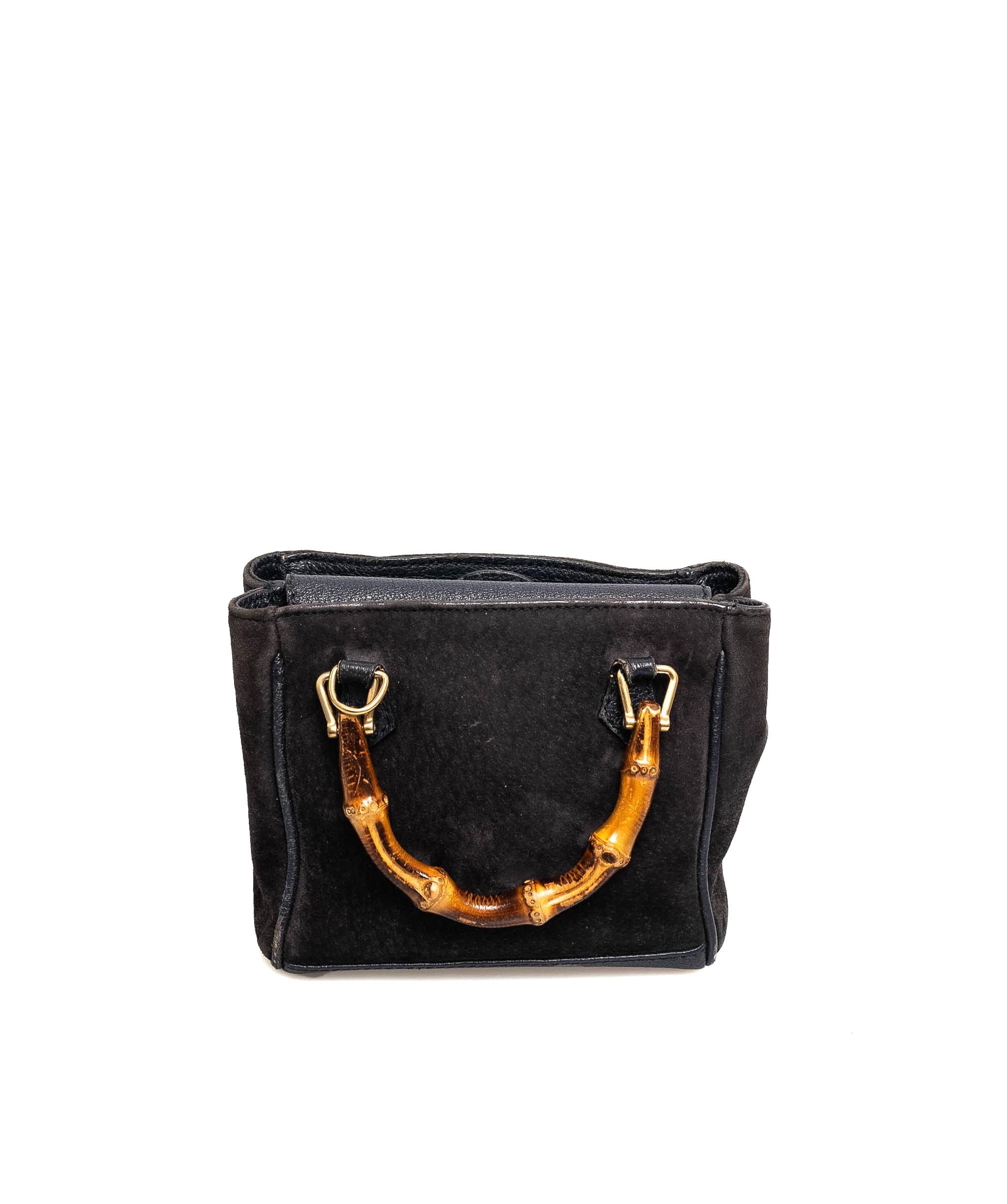 Gucci GUCCI Bamboo 2Way Mini Hand Black Suede bag with Strap - AWL1925