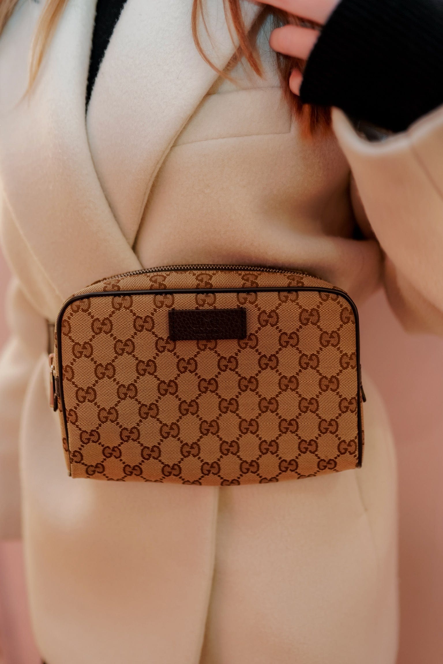 Gucci Gucci Beige Canvas Belt Bag - AGL1656