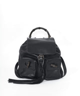 Gucci Gucci black bamboo leather backpack