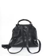 Gucci Gucci black bamboo leather backpack
