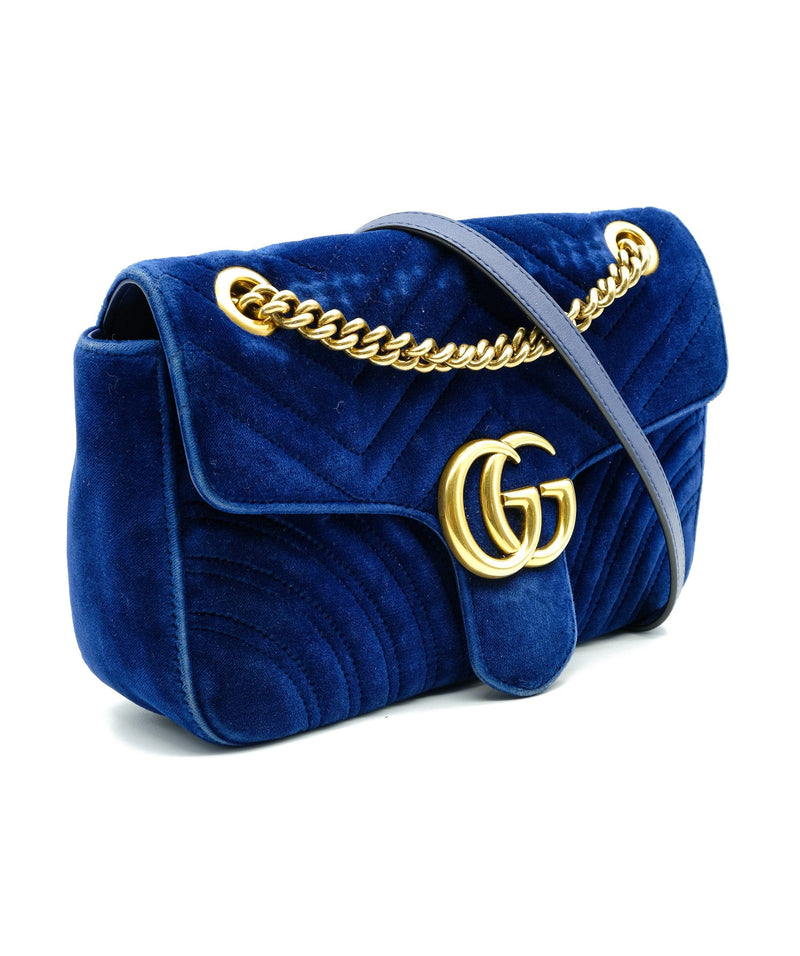 Gucci blue velvet marmont on sale bag