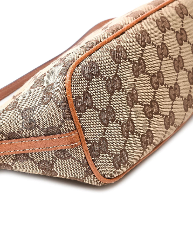 Gucci Monogram Mini Pochette Shoulder Bag in Beige / Brown