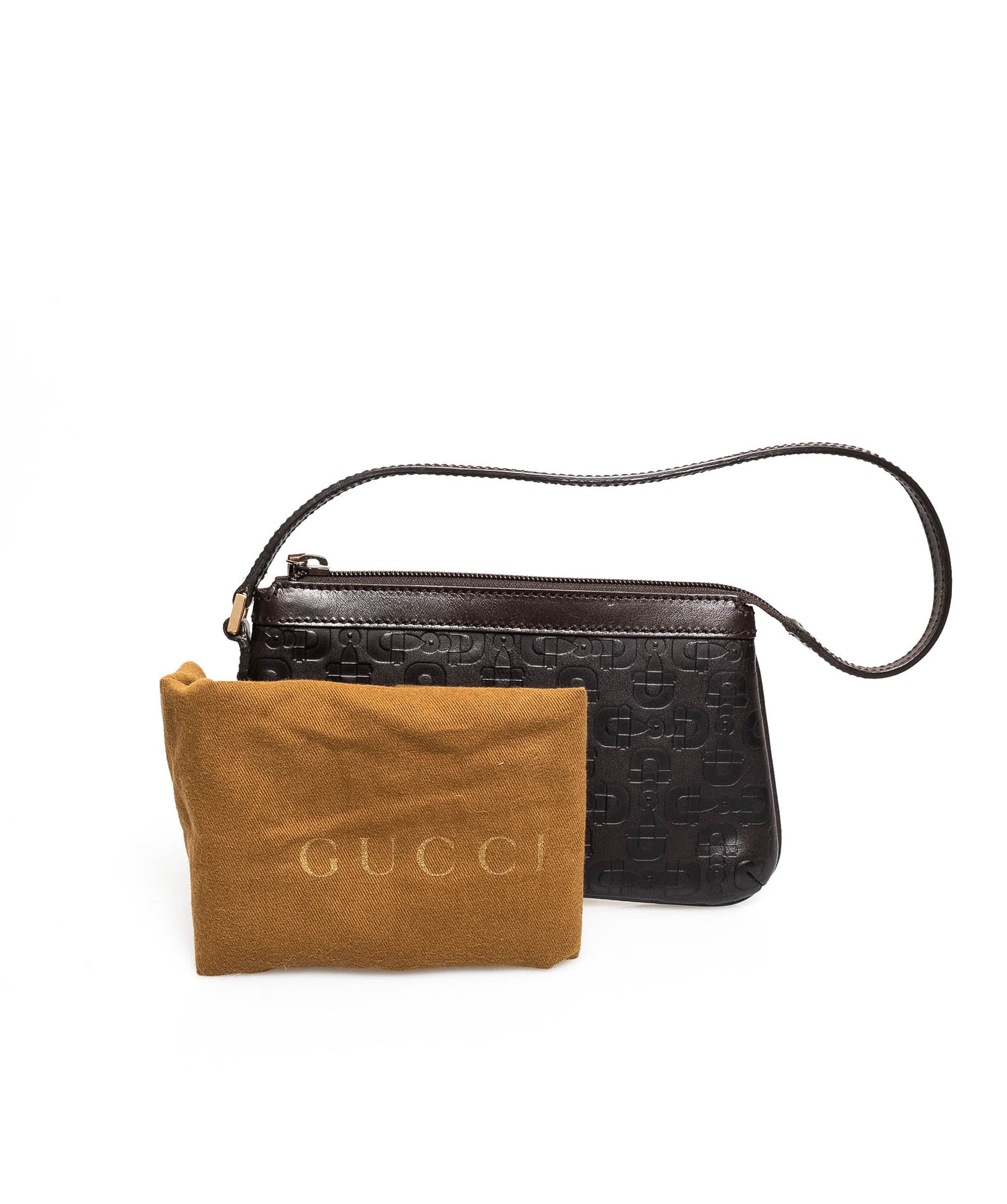 Gucci Gucci brown leather pochette bag GHW AGC1025