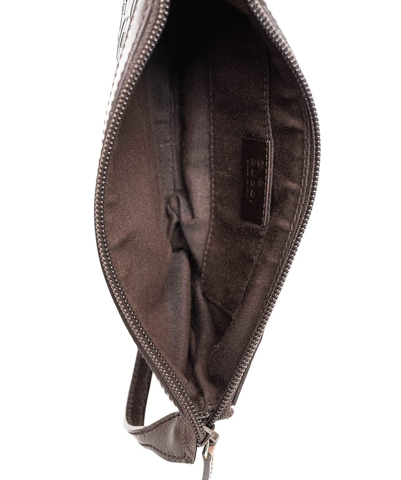 Gucci Gucci brown leather pochette bag GHW AGC1025