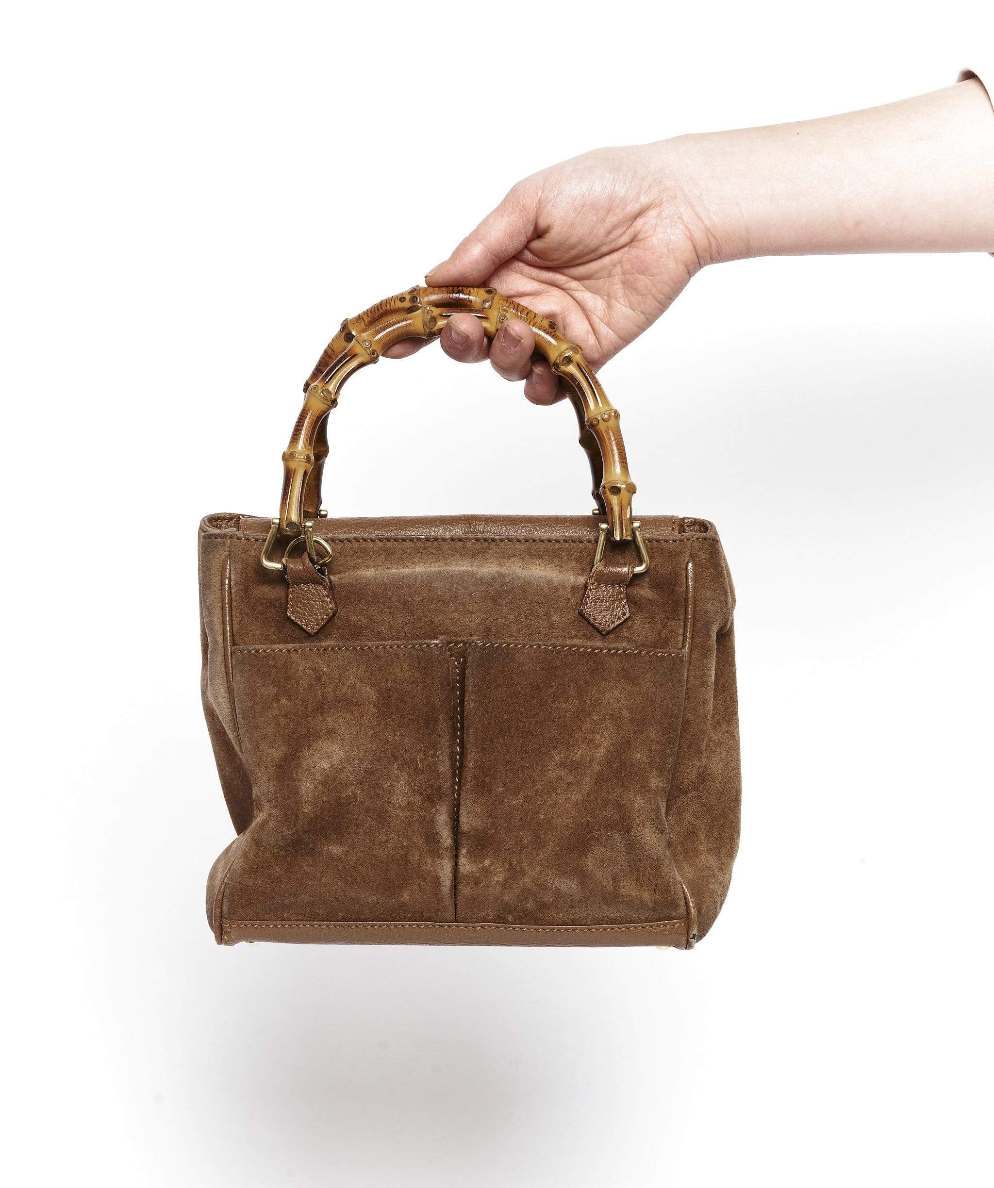 Gucci Gucci Brown Suede Bag with Bamboo Top Handle