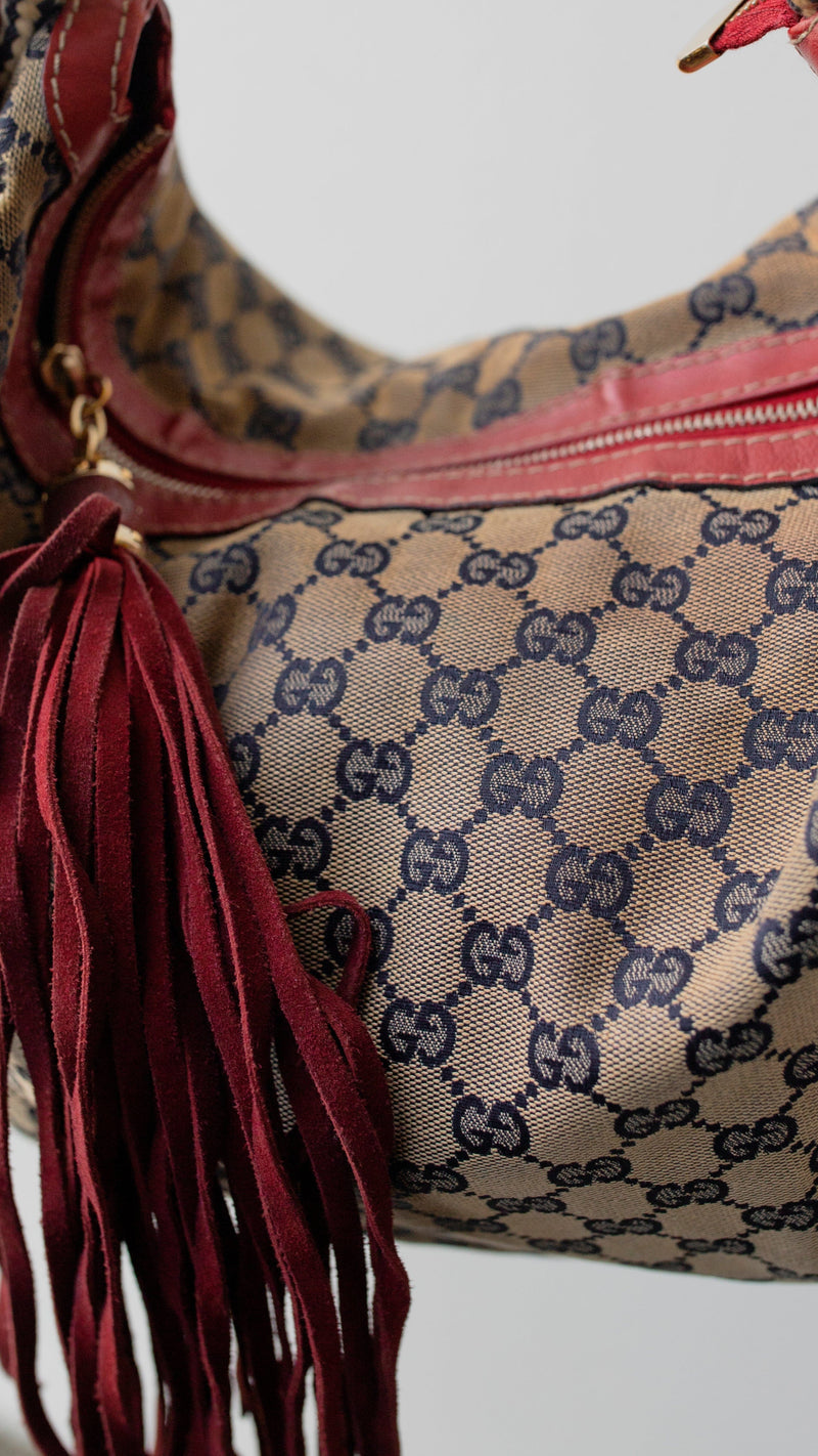 Gucci Gucci Canvas Hobo Bag With Tassel RJL1723