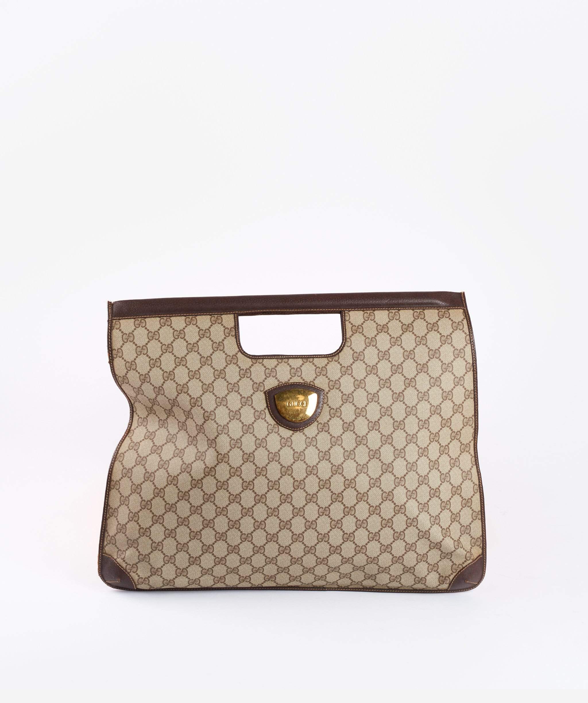 Gucci GUCCI GG Canvas Flat Hand Bag PVC Leather