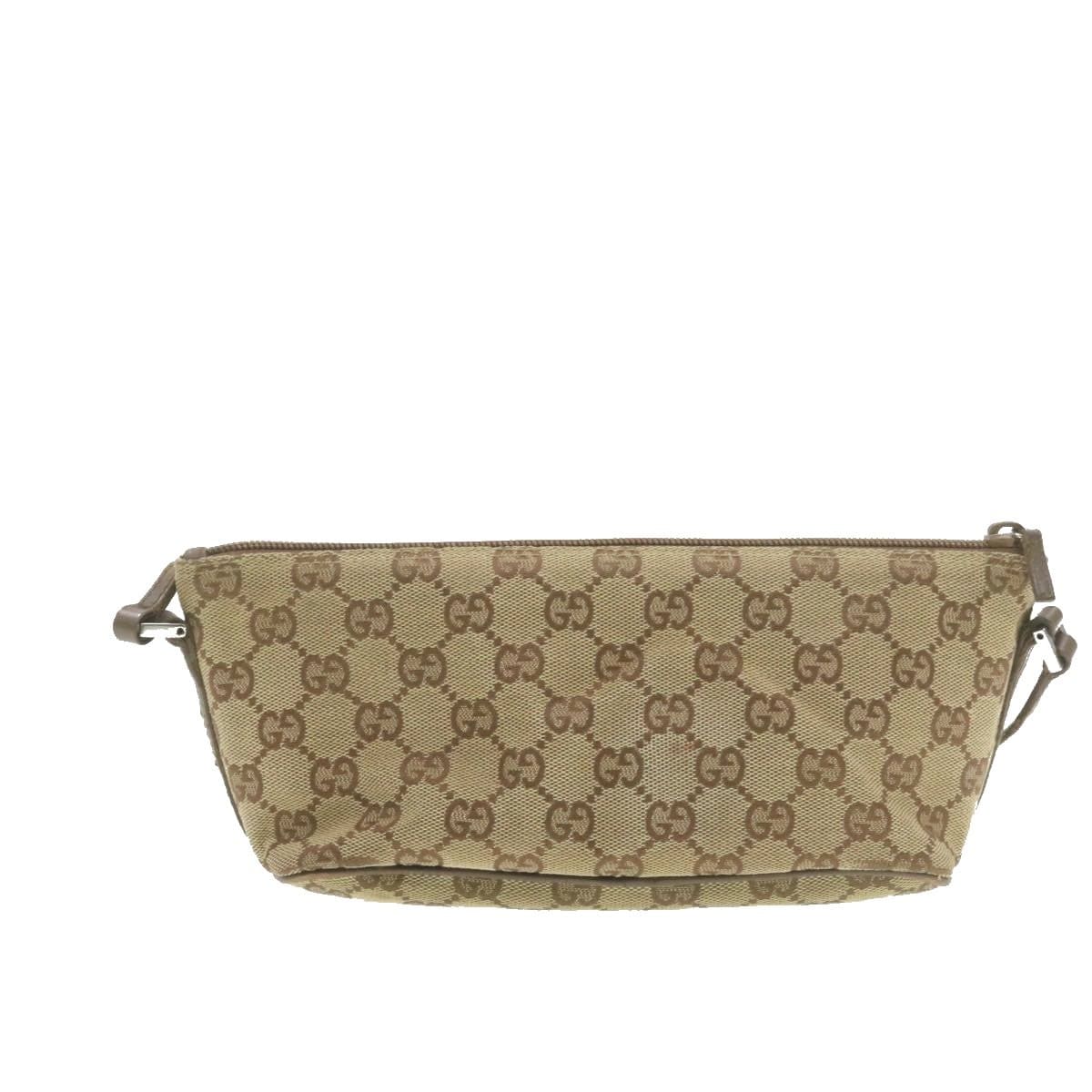 Gucci GUCCI GG Canvas Hand Pouch Beige Auth th1069