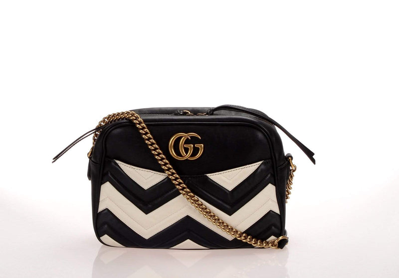Gucci GG Marmont Camera Bag Matelasse Mini Black in Leather with ANTIQUE  GOLDTONE - US