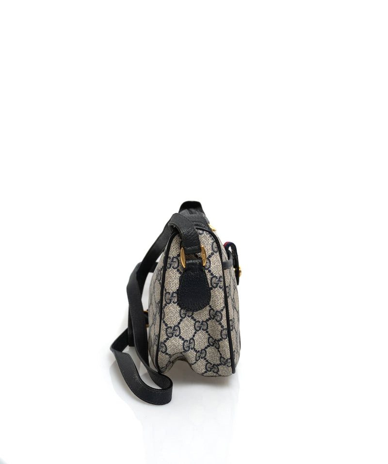 GUCCI Ophidia Vintage Supreme Canvas Shoulder Bag Black