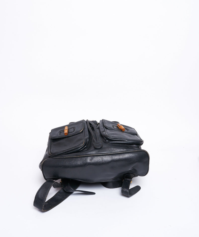 Gucci GUCCI Large Bamboo Backpack Black Leather