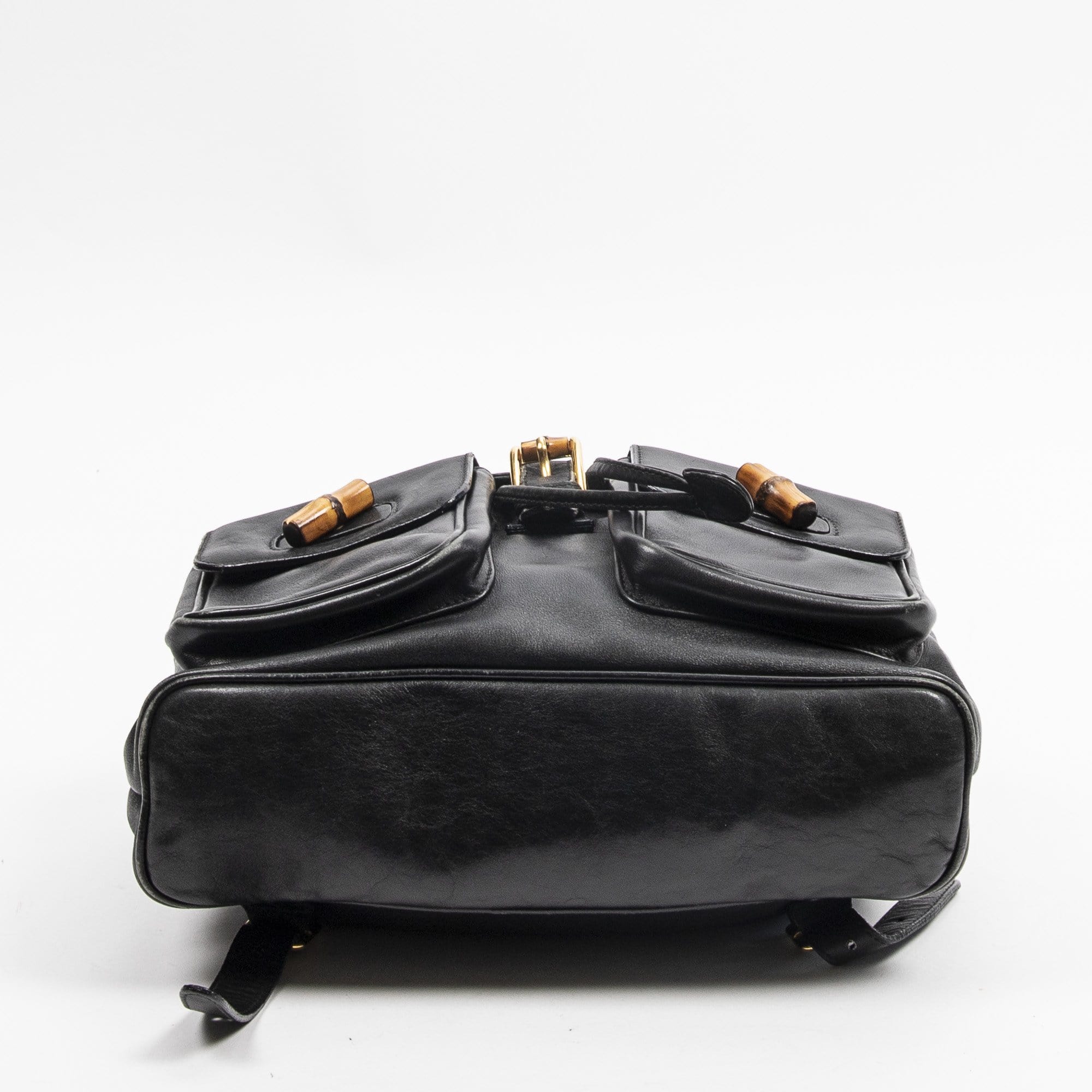 Gucci Gucci Large Bamboo Black Leather Backpack  - AWL1939