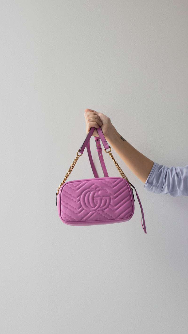 Gucci Purple Leather Marmont Shoulder Bag