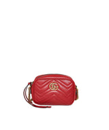 Gucci Gucci Marmont Small Red Leather Crossbody Bag GHW  AGC1004