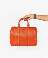 Gucci Gucci Orange Guccissima Embossed Top Handle Bag