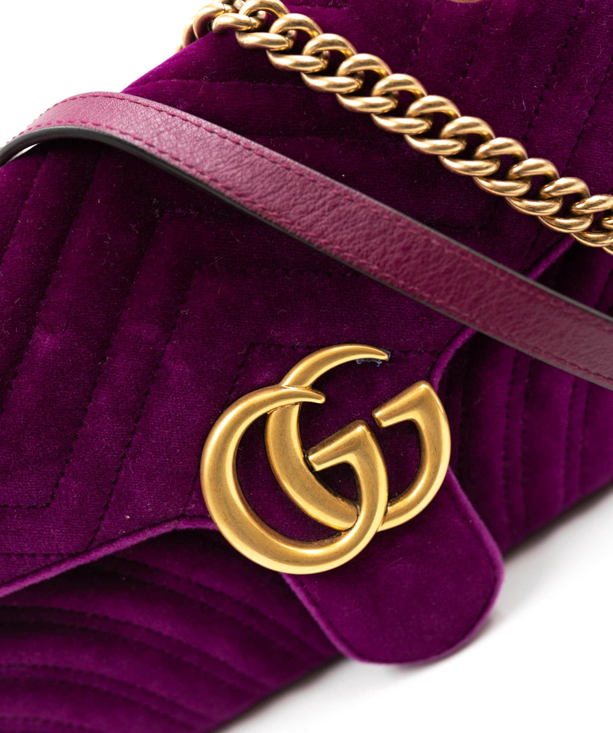 Gucci Gucci Purple Velvet Marmont Flap Bag AGC1426