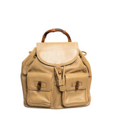 Gucci GUCCI Vintage Bamboo Large Beige Caramel Backpack - AWL1924