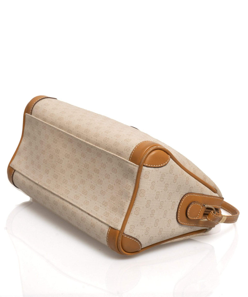 GUCCI GG Guccissima Saddle Tan Cream Crossbody Shoulder Handbag Vintage