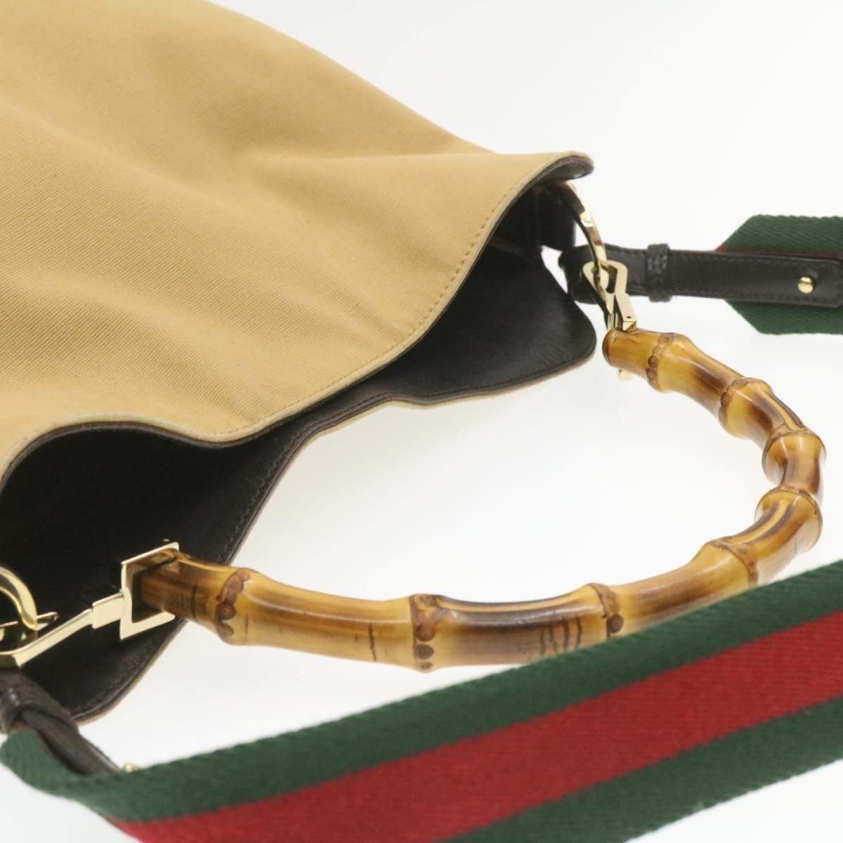 Gucci GUCCI Web Bamboo 2Way Shoulder Bag Red Green Canvas