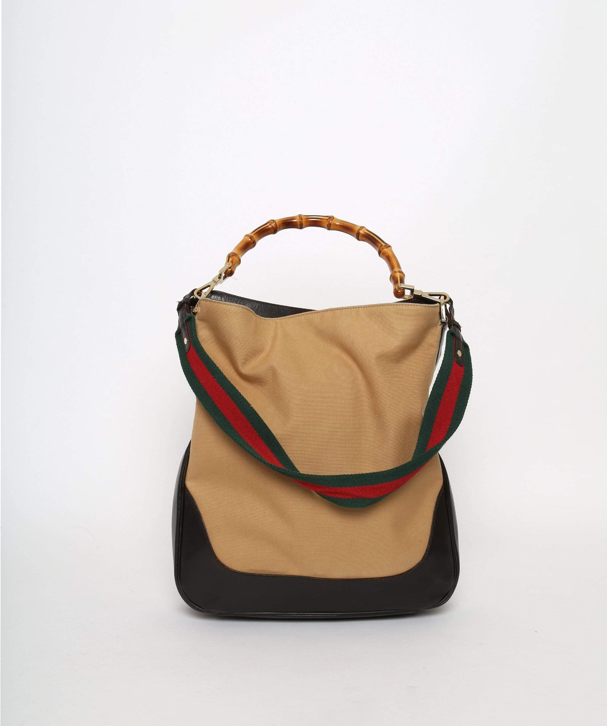 Gucci GUCCI Web Bamboo 2Way Shoulder Bag Red Green Canvas