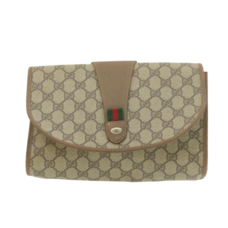 Gucci GUCCI Web Sherry Line GG Canvas Clutch Bag 2Set Beige Red
 Green PVC Auth th1194 MW2737