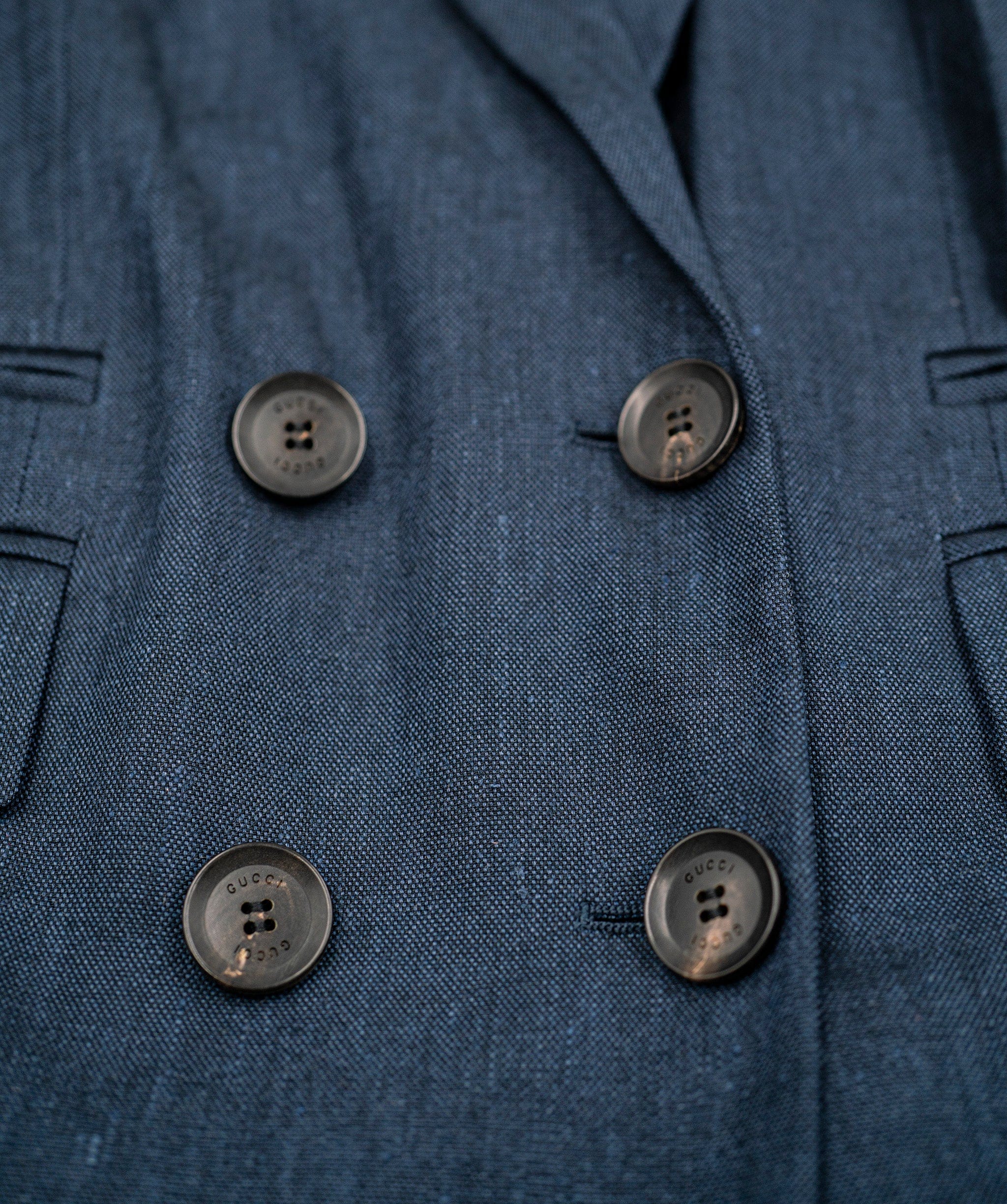 Gucci Gucci Buttoned Blazer, Linen, Blue, UK14, 3* ASL5059