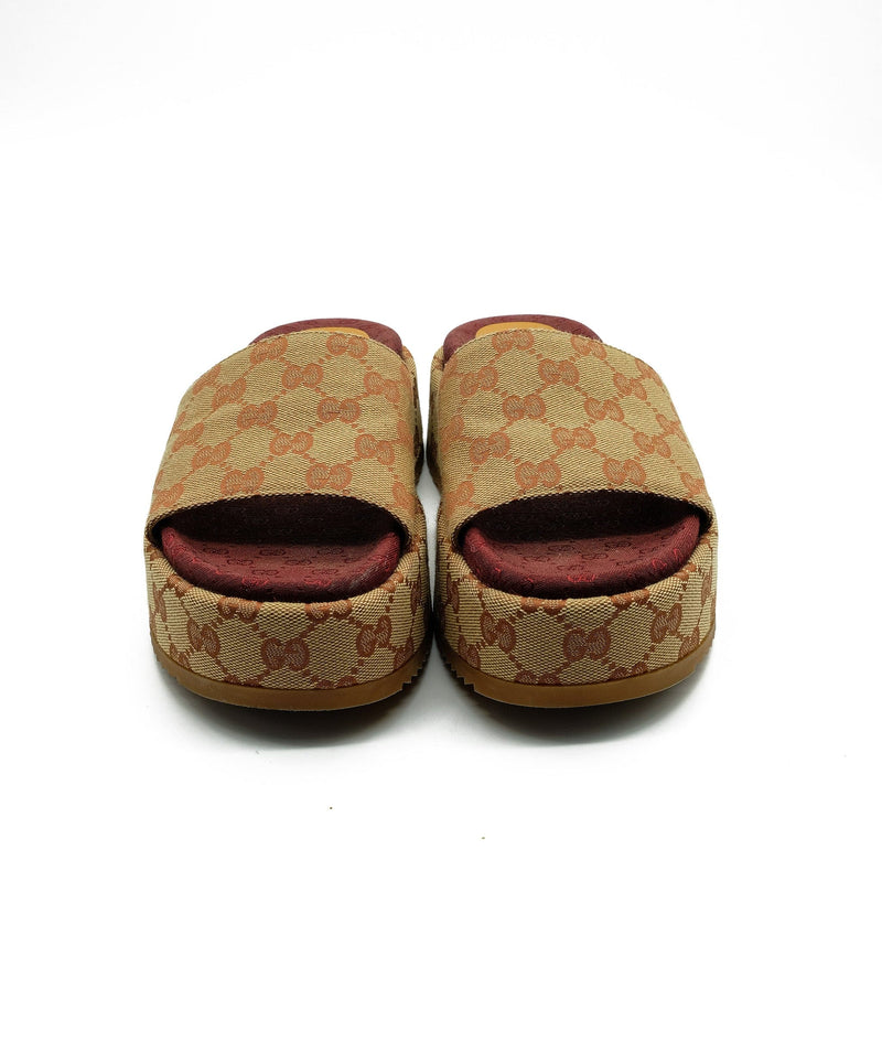 Gucci slides canvas hot sale