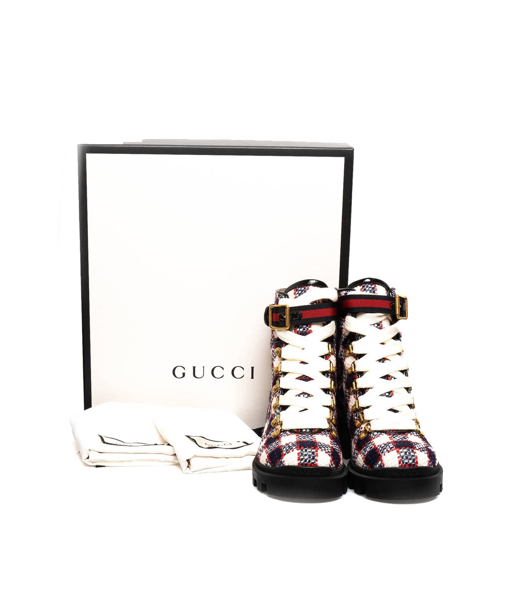 Gucci tweed store boots