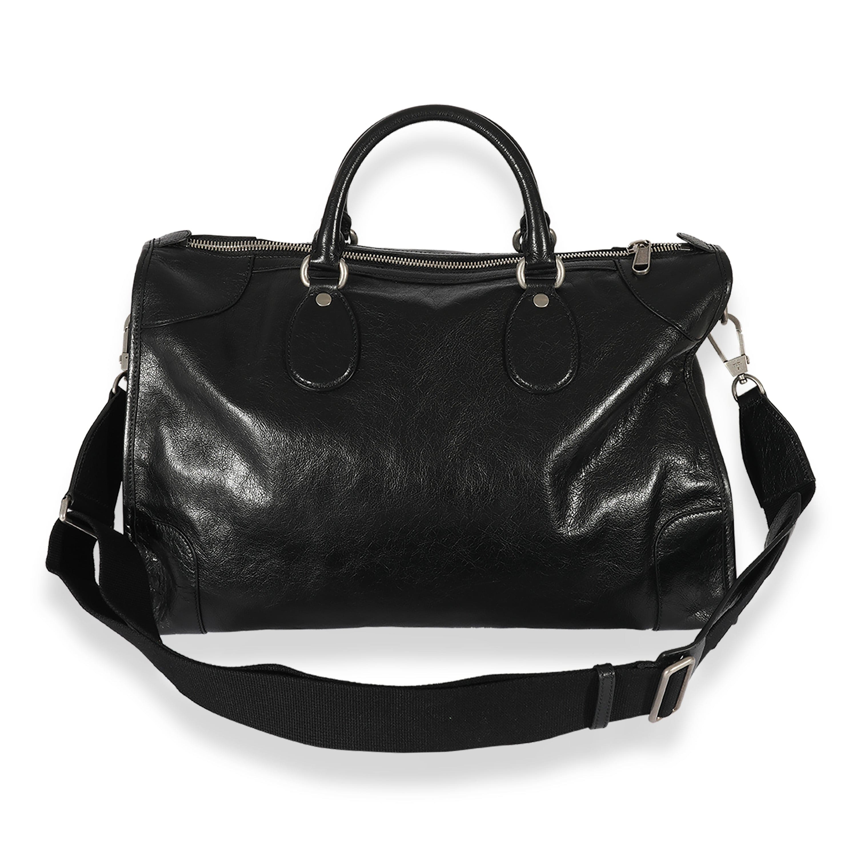 Gucci Gucci Black Leather Morpheus Weekender