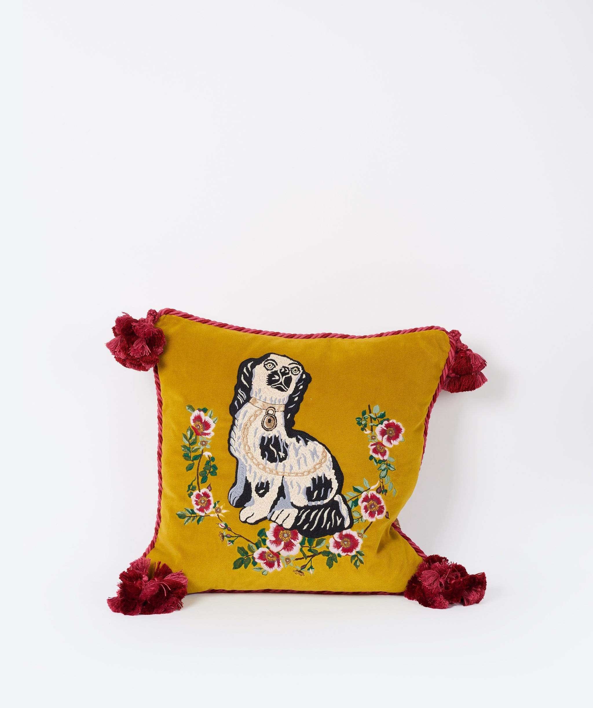 Gucci Gucci Velvet Cushion With Spaniel dog embroidery