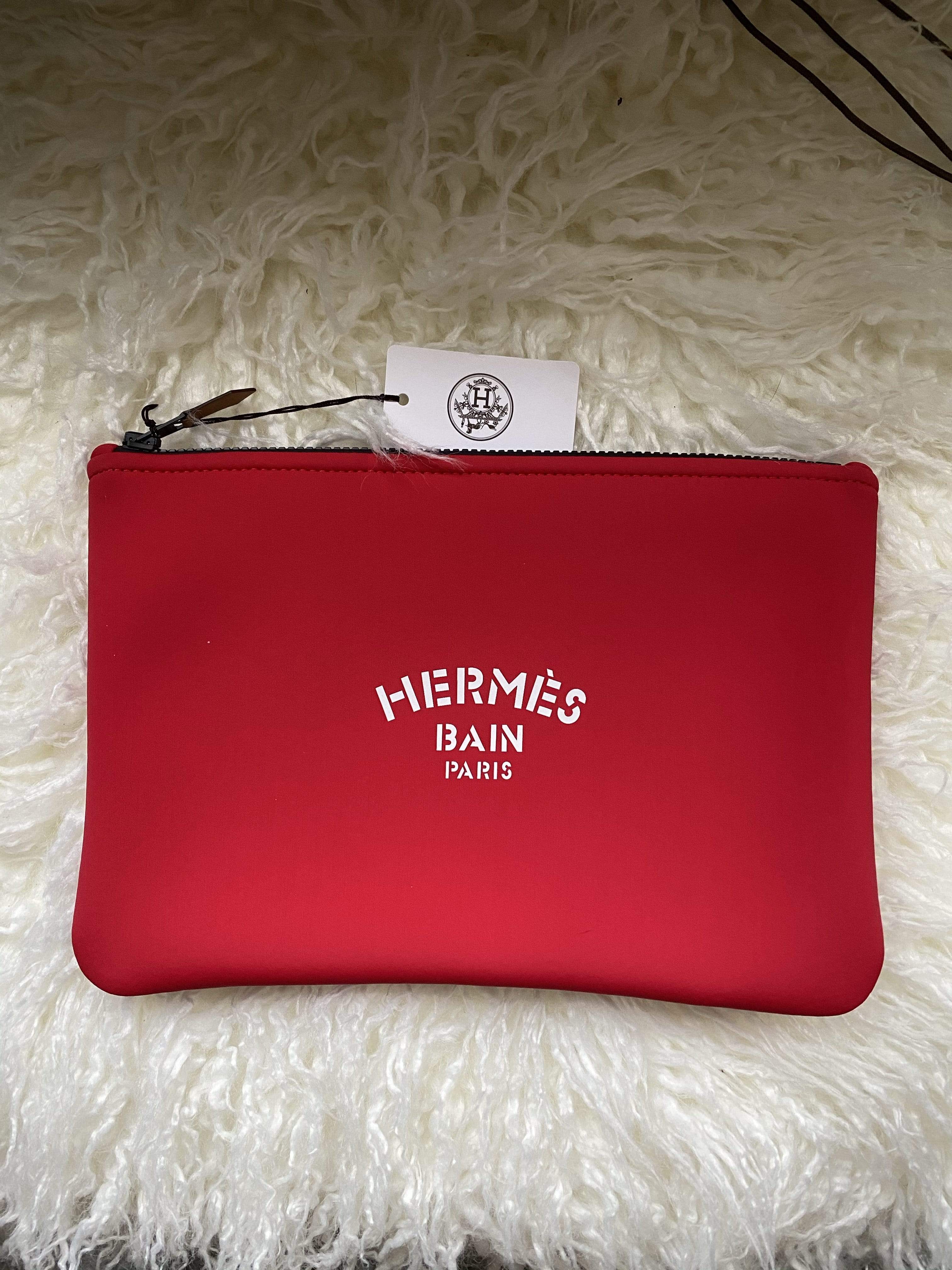 Hermès Hermes Bain Paris pouch red