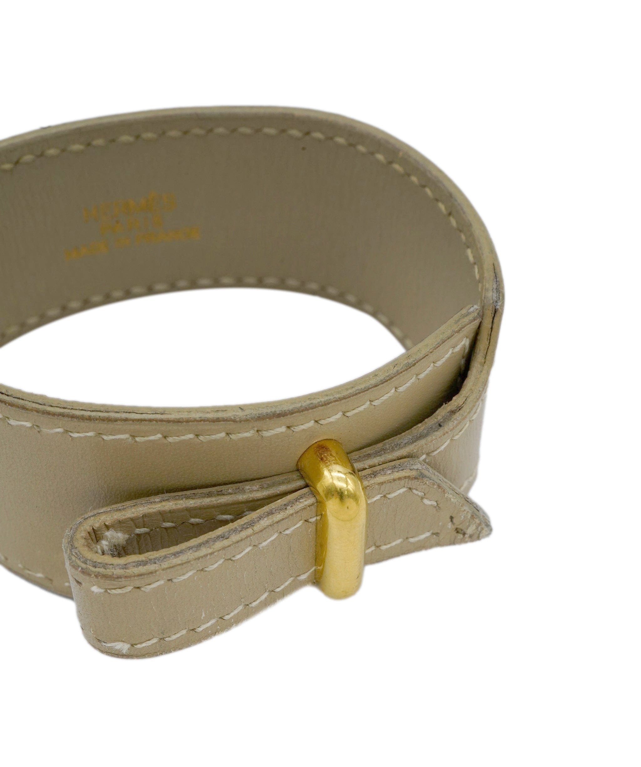 Hermes Hermes beige Leather Wrap Bracelet AEL1167