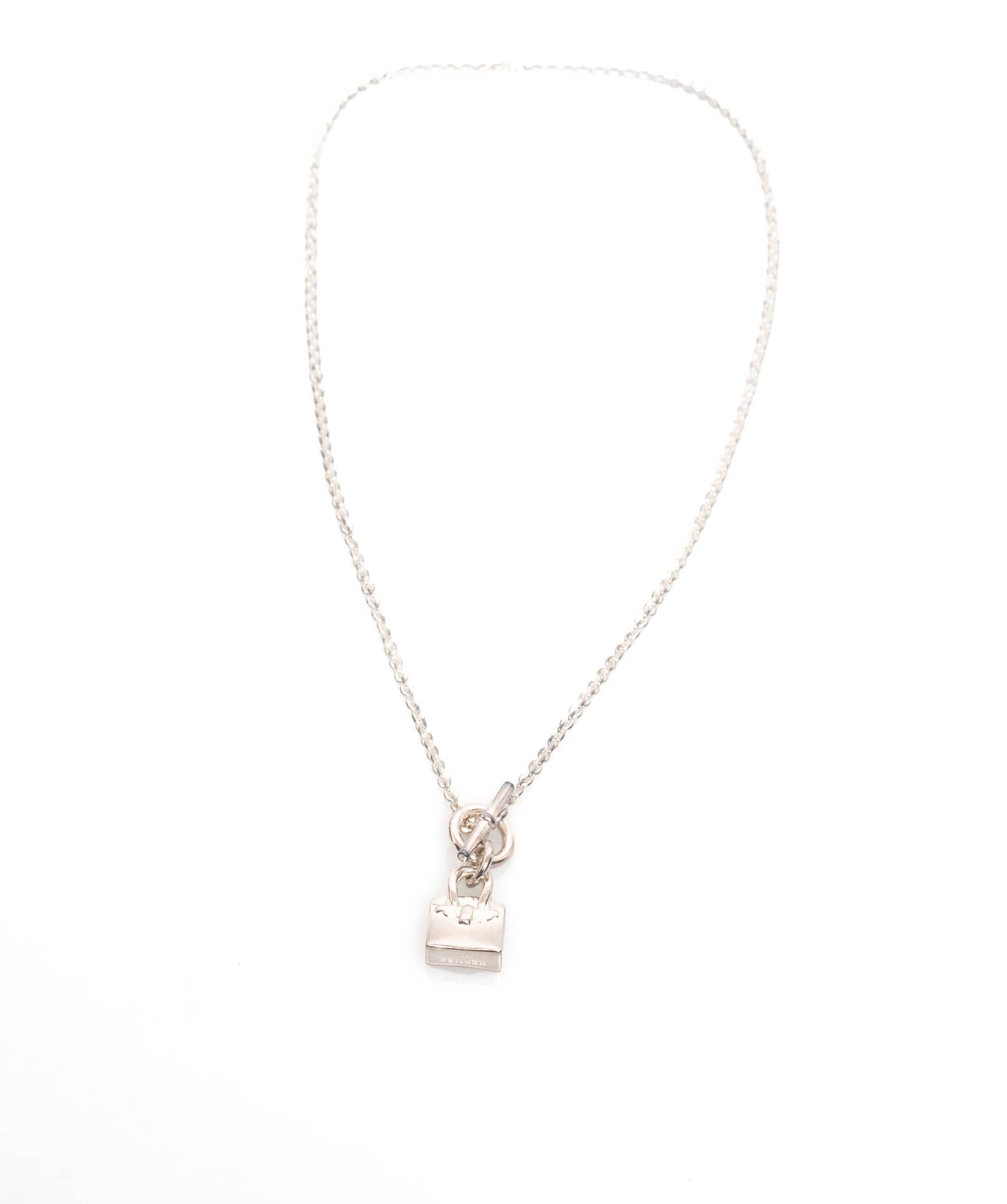 Hermès Hermes Birkin Pendant Sterling Silver Necklace CW1166
