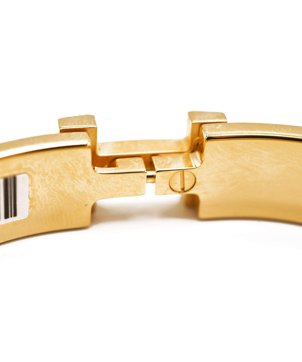 Authentic HERMES Clic Clac PM White Enamel  Gold H Bracelet  Valamode